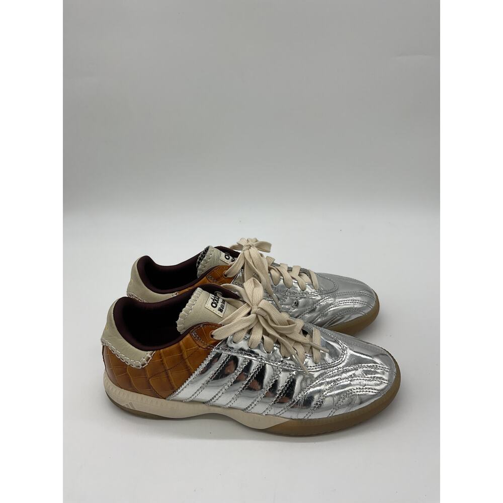 adidas Silver Metallic Samba Sneakers with Gum Sole - Women's - Picture 2 of 5
